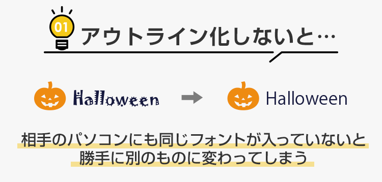 アウトライン化されていないフォントが別のフォントに変わってしまった