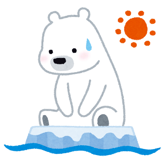 流氷に取り残されたシロクマのイラスト